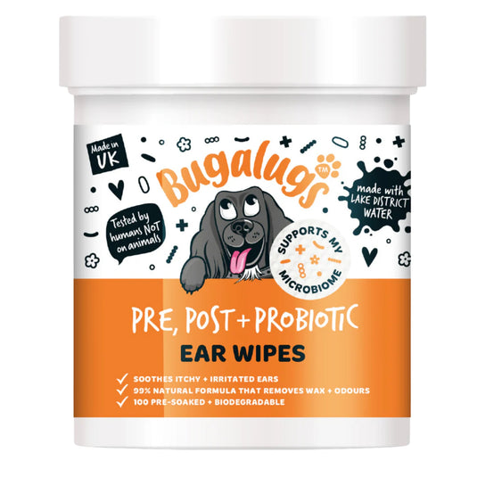 Bugalugs Pre, Post + Probiotic Ear Wipes for Dogs
