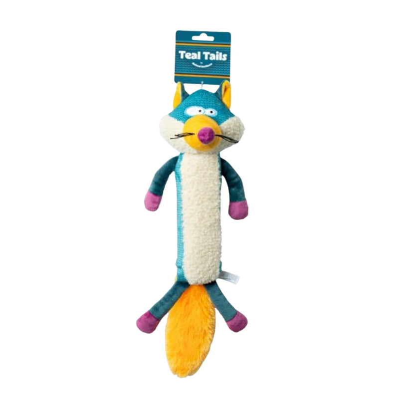 Load image into Gallery viewer, Hem &amp; Boo Teal Tails Ted Fox dog toy
