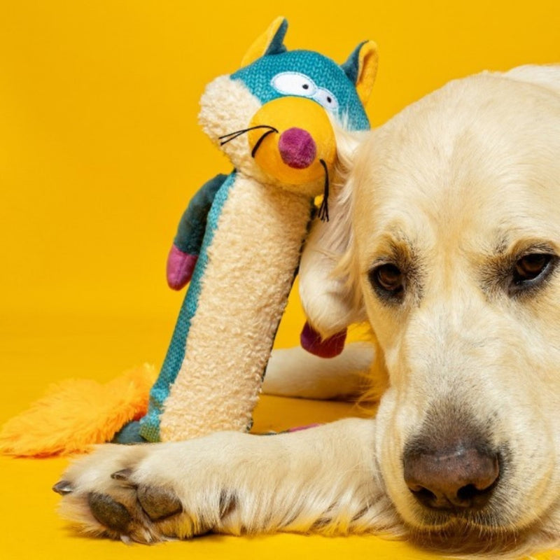 Load image into Gallery viewer, Hem &amp; Boo Teal Tails Ted Fox Dog Toy
