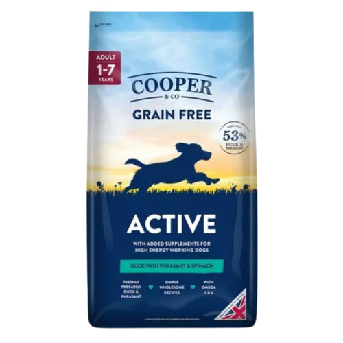 Cooper & Co Active Adult Dry Dog Food- Duck & Pheasant with Spinach - 10kg