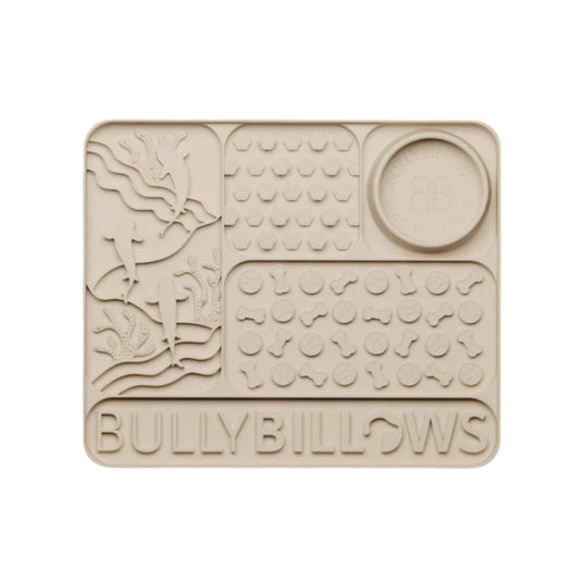 BullyBillows Beige Small Lick Mat for dogs slow feeder enrichment mat