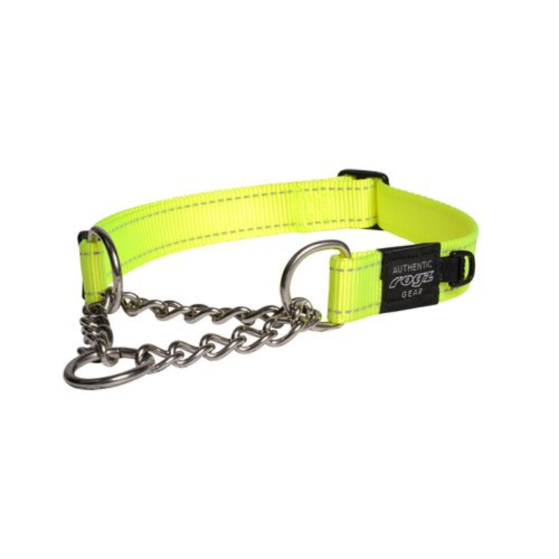 Load image into Gallery viewer, Rogz Utility Control Dog Collar with Reflective Stitching and Stainless Steel Half-Check Chain for Gentle Training and Walking
