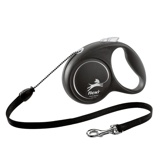 Flexi Black Design Cord Silver Dog Lead