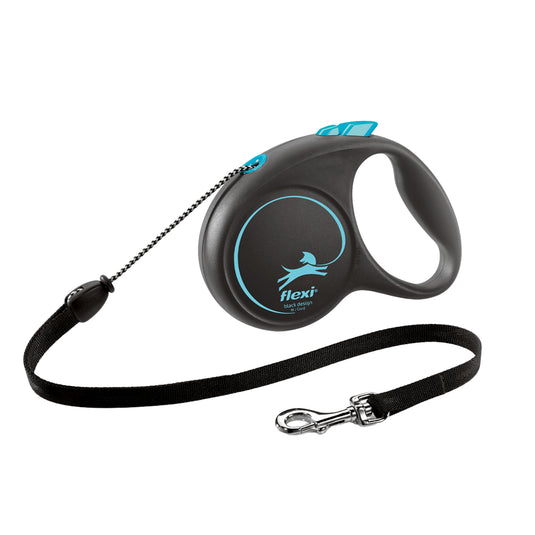 Flexi Black Design Cord Blue Dog Lead