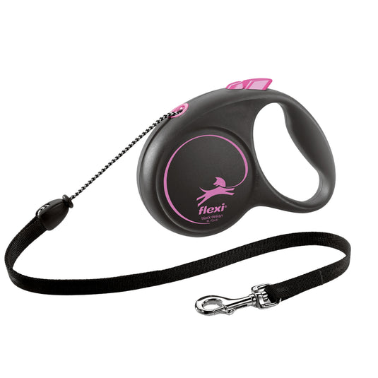 Flexi Black Design Cord Pink Dog Lead
