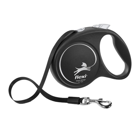 Flexi Black Design Silver Tape Dog Lead