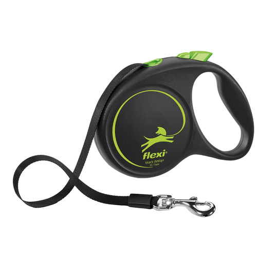 Flexi Black Design Green Tape Dog Lead