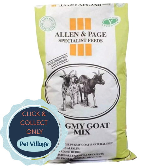 "Allen & Page Pygmy Goat Feed Mix 15kg – High-fibre, balanced nutrition for pygmy goats and pet goats."