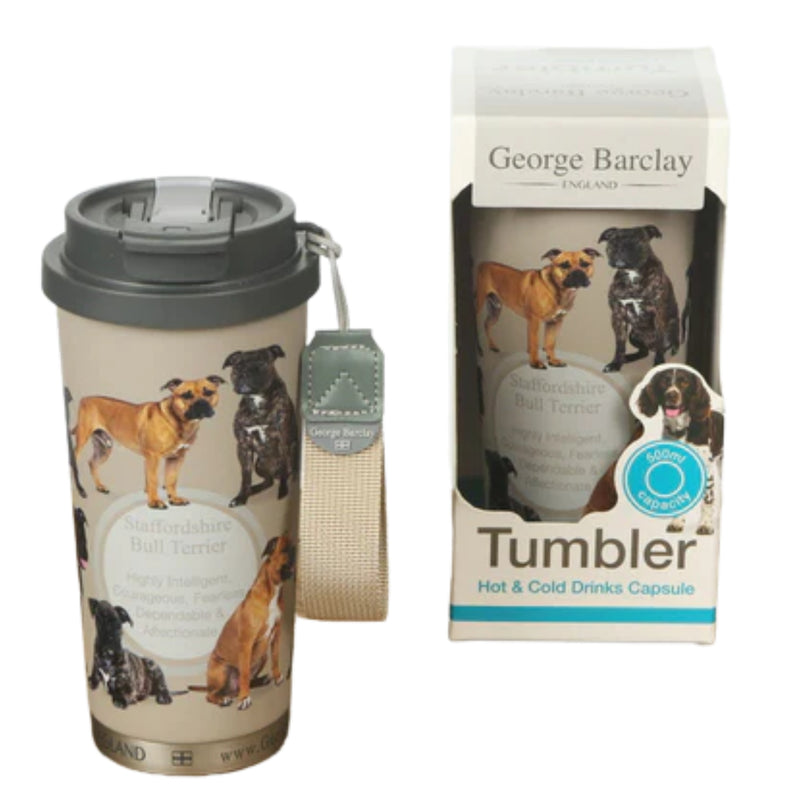 Load image into Gallery viewer, George Barclay Staffordshire Bull Terrier Tumbler For Hot &amp; Cold Drinks 500ml
