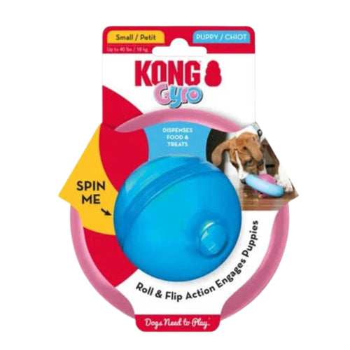 KONG Interactive Assorted Gyro Puppy Toy – Spinning treat dispenser toy for puppies up to 18kg, providing mental stimulation and interactive play.