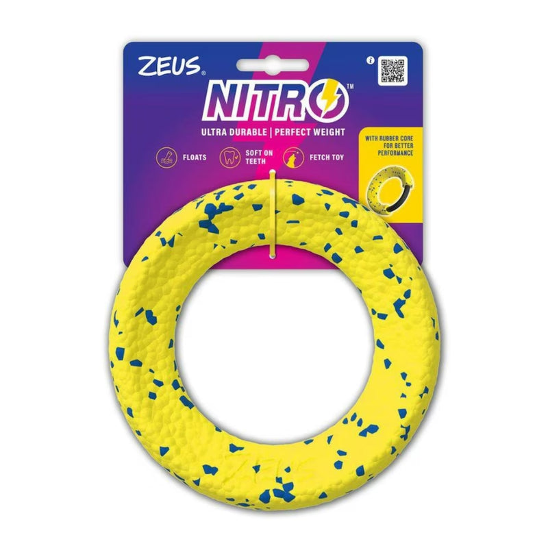 Load image into Gallery viewer, Zeus Nitro Weighted Ring 16cm – durable floating dog toy for fetch and tug play
