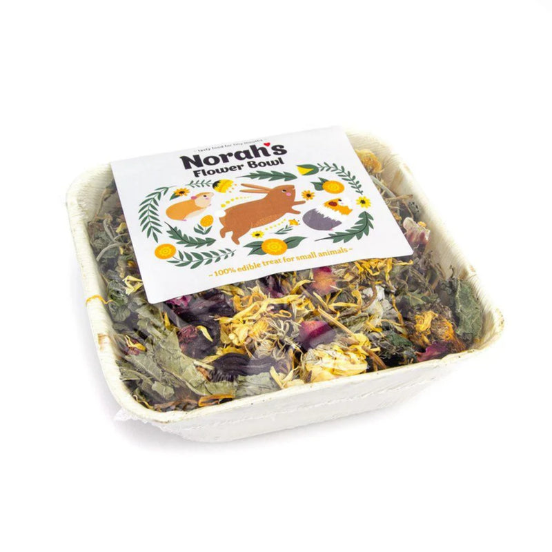 Load image into Gallery viewer, Norah’s Flower Bowl 40g – edible small animal treat bowl with rose, nettle and blue mallow
