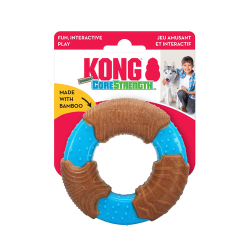 KONG CoreStrength Bamboo Ring Small Blue Dog Toy