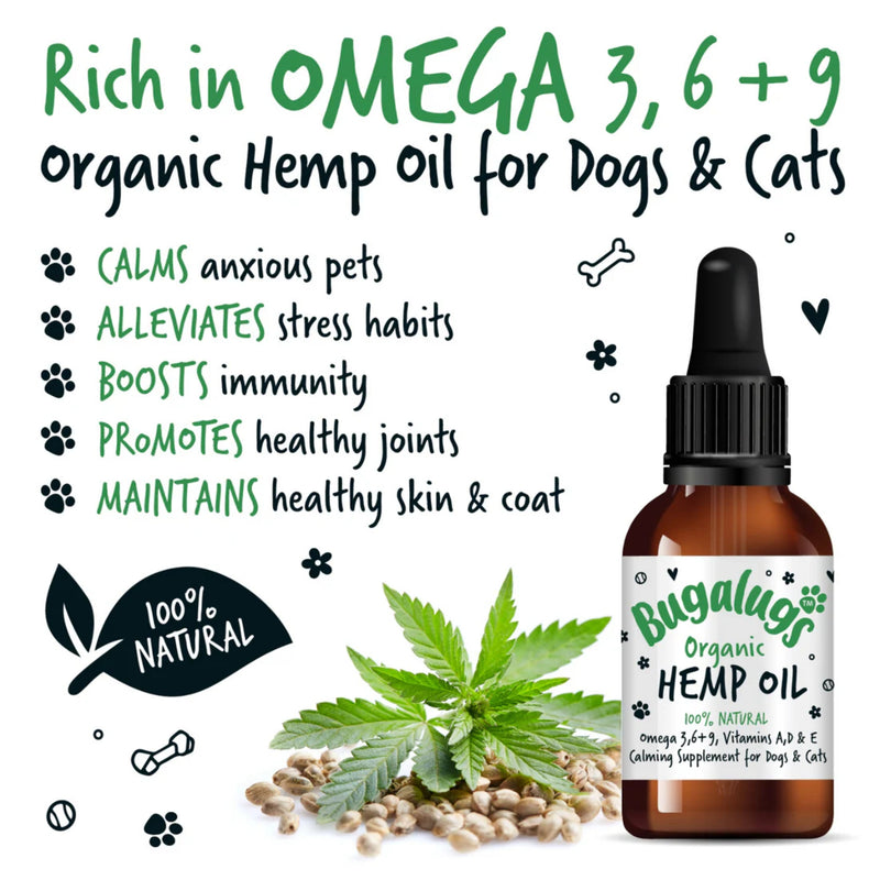 Load image into Gallery viewer, Bugalugs Organic Hemp Oil for Dogs &amp; Cats – 50ml
