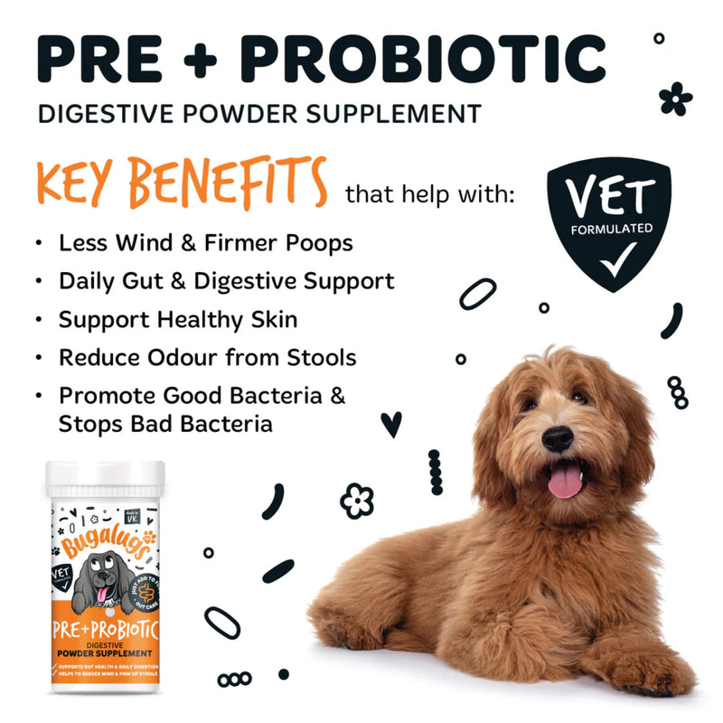 Load image into Gallery viewer, Bugalugs Pre &amp; Probiotic Digestive Powder Supplement for Dogs – 80g
