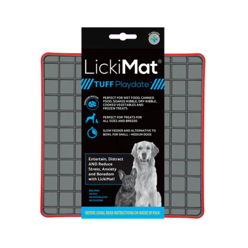 Lickimat Tuff Playdate Red – durable chew-resistant lick mat for dogs