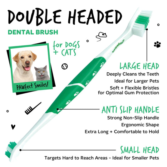 Bugalugs Double Ended Dental Care Toothbrushes – Pack of 2 for Dogs & Cats