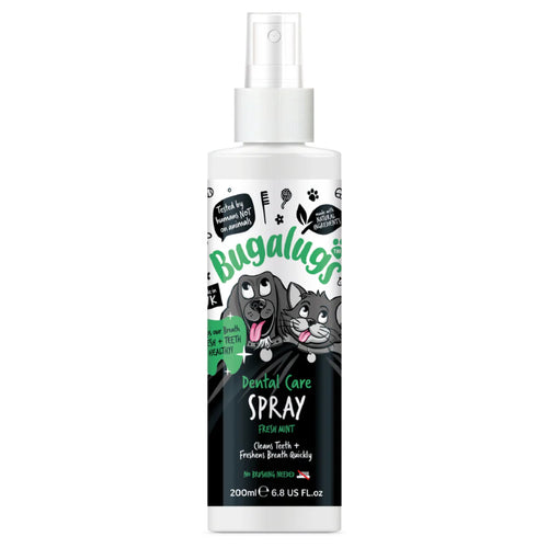 Bugalugs Dog Breath Freshener Dental Care Spray 200 ml – Spearmint Breath Spray for Dogs & Cats