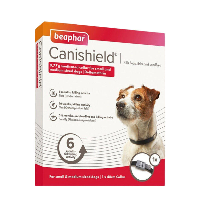 Load image into Gallery viewer, Beaphar Canishield dog flea collar packaging with 6-month protection label
