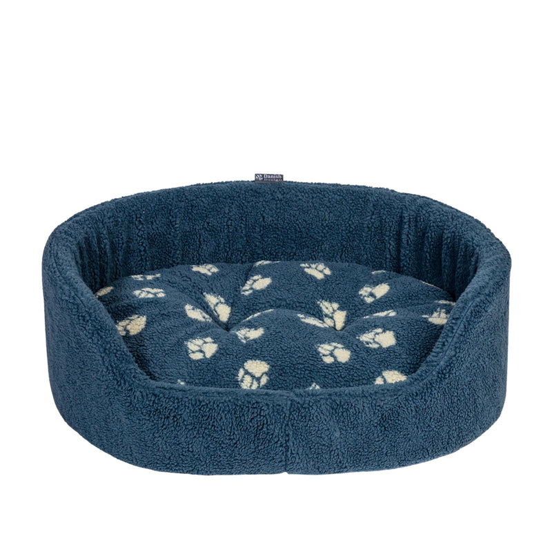 Load image into Gallery viewer, Danish Design Harbour Fleece Paw Slumber Dog Bed 30" – Cosy High-Wall Dog Bed
