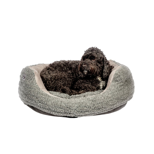 Danish Design Bobble Pewter Deluxe Slumber Dog Bed textured grey high wall dog bed