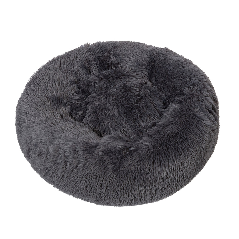 Load image into Gallery viewer, Danish Design Essentials Fluffy Donut Charcoal Dog Bed plush round calming dog bed
