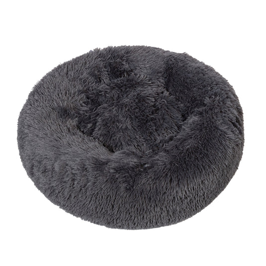 Danish Design Essentials Fluffy Donut Charcoal Dog Bed plush round calming dog bed