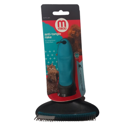 Mikki Anti-Tangle Rake for Dogs & Cats – De-Matting & Knot Removal Tool for Long and Thick Coats