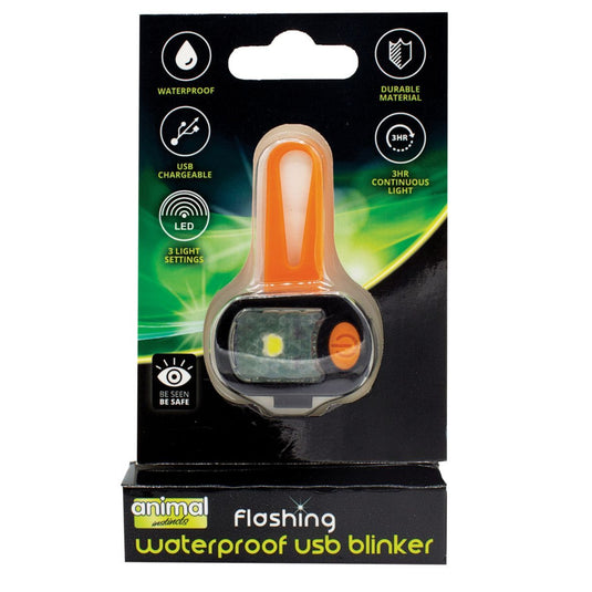 Animal Instincts waterproof USB blinker safety light for dogs
