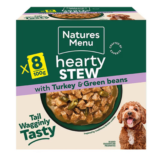 Natures Menu Hearty Stews - Chunks in Gravy with Turkey & Green Beans 8 x 100g