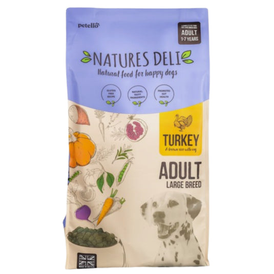 Natures Deli Large Breed Adult Dry Dog Food - Turkey and Brown Rice with Vegetables - 12Kg