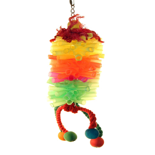 Colourful paper straw bundle parrot toy for small and medium parrots – chewable bird toy