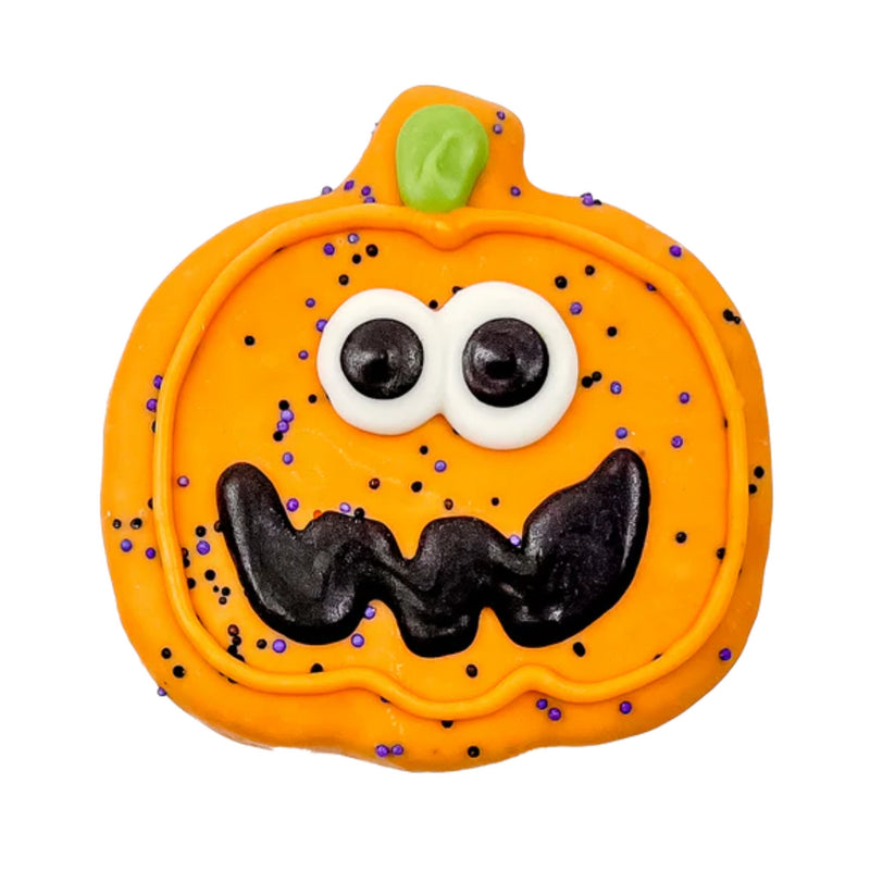 Load image into Gallery viewer, Bosco and Roxy’s Sir Squash-a-Lot pumpkin-shaped Halloween dog biscuit
