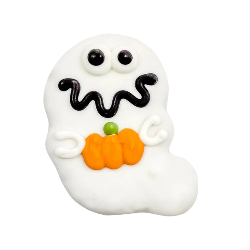 Load image into Gallery viewer, Bosco and Roxy’s #Ghosted ghost-shaped Halloween dog cookie
