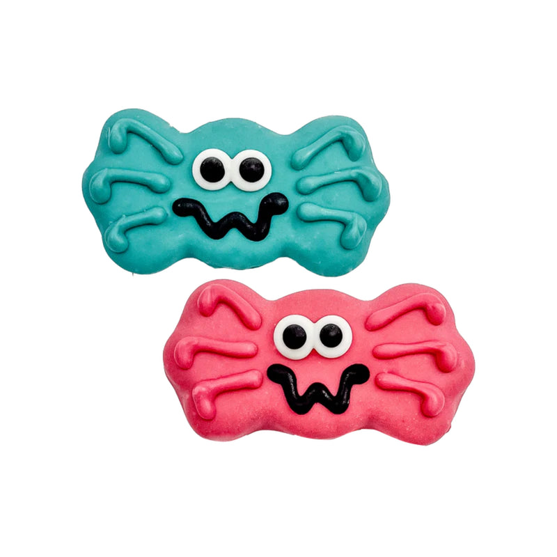 Load image into Gallery viewer, Bosco and Roxy’s assorted No-Fly Zone Spider Halloween dog biscuits in spooky designs
