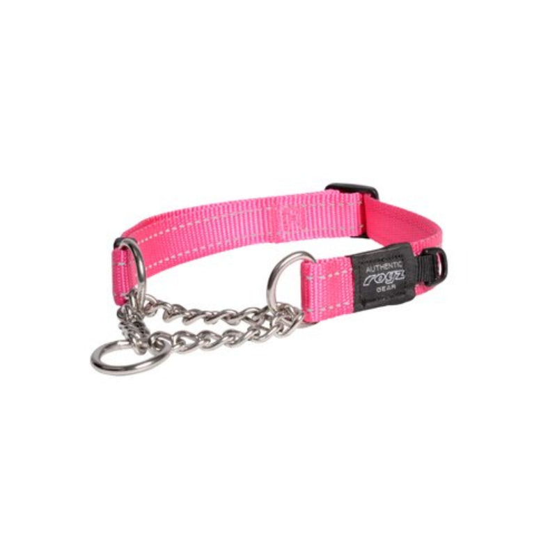 Load image into Gallery viewer, Rogz Utility Control Dog Collar with Reflective Stitching and Stainless Steel Half-Check Chain for Gentle Training and Walking
