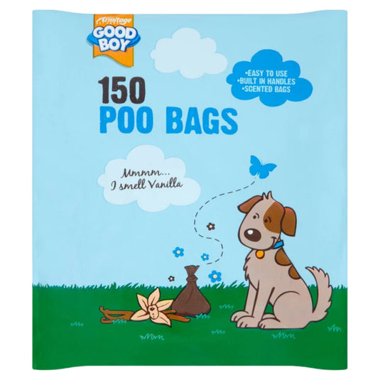 Good Boy Scented Dog Poo Bags – Vanilla-scented, degradable waste bags with tie handles​