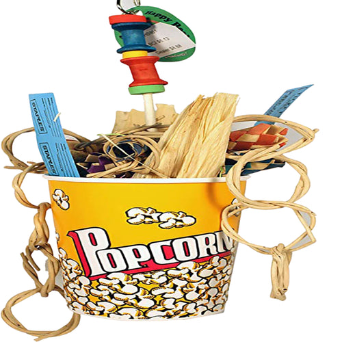 Movie Time Popcorn – Interactive bird toy shaped like popcorn, designed for foraging and mental stimulation for small to medium birds.