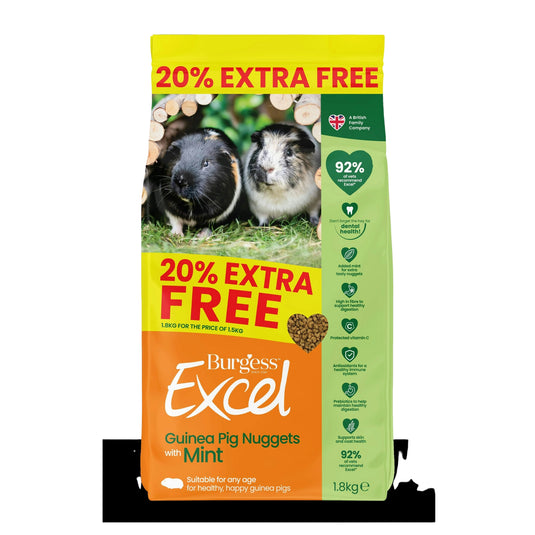 Burgess Excel Guinea Pig with Mint 1.8kg, nutritious daily food for guinea pigs