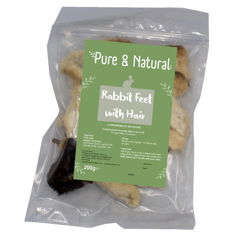 Load image into Gallery viewer, Pure &amp; Natural Rabbit Feet with Hair dog treats, natural air-dried chews
