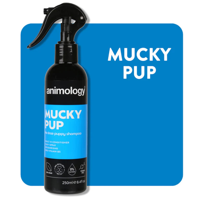 Load image into Gallery viewer, Animology Mucky Pup 250 ml no-rinse puppy shampoo spray for dogs, easy spray-on coat cleaner
