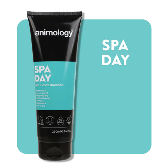 Animology Spa Day 250ml dog shampoo bottle — gentle oatmeal, chamomile & argan oil skin and coat care