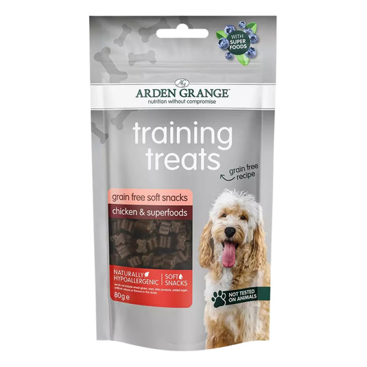 Arden Grange Training Treats Chicken & Superfoods 80g bag — soft, grain-free training treats for dogs