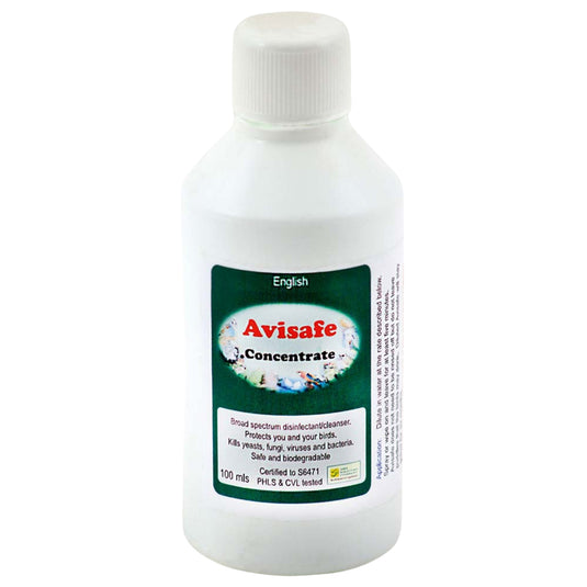 Avisafe Concentrated Disinfectant 100 ml bottle, pet‑safe disinfectant for cages and hutches
