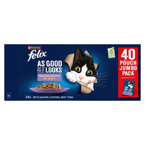 Felix Favourite Selection in Jelly – 40 Pouches of 85g Wet Cat Food