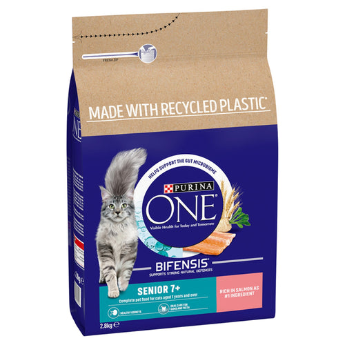 Purina ONE 7+ Salmon Dry Cat Food 2.8kg – Complete Nutrition for Senior Cats