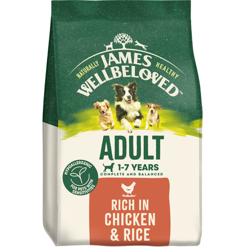 James Wellbeloved Adult Dog Chicken & Rice 15kg – Hypoallergenic Dry Dog Food