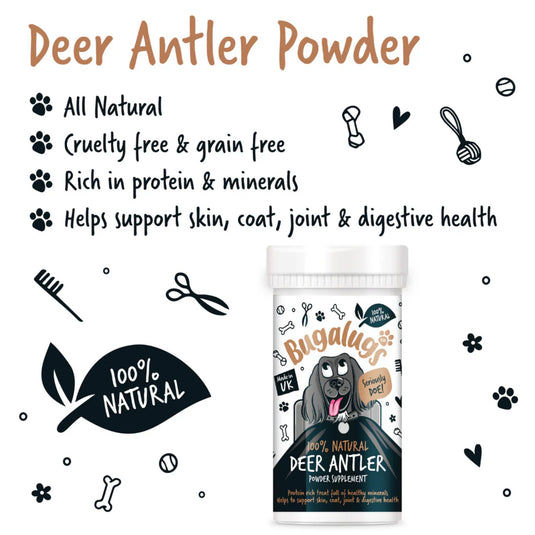 Bugalugs Deer Antlers Supplement for Dogs – 70g