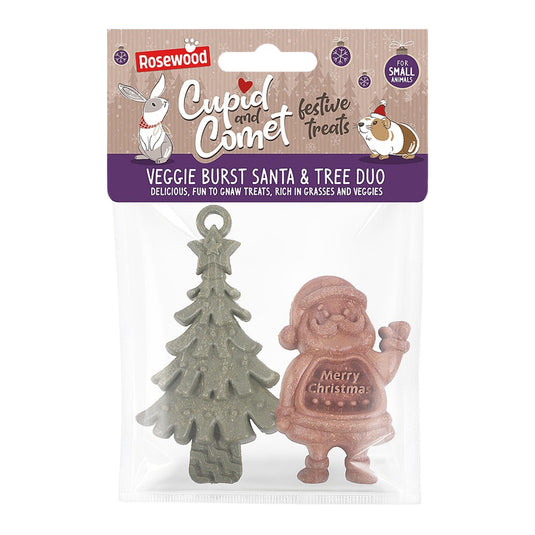 Rosewood Veggie Burst Santa & Tree Duo festive gnaw treats for small animals