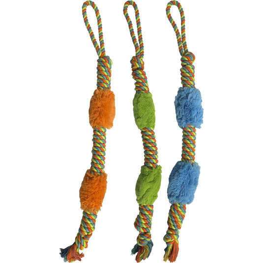 Hem & Boo Tough & Tug Rope with Fur – 76cm Strong Dog Toy for Tug & Play
